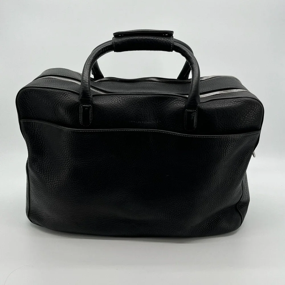 Levenger Pebbled Leather Briefcase Black Executive Business Laptop Portfolio Bag